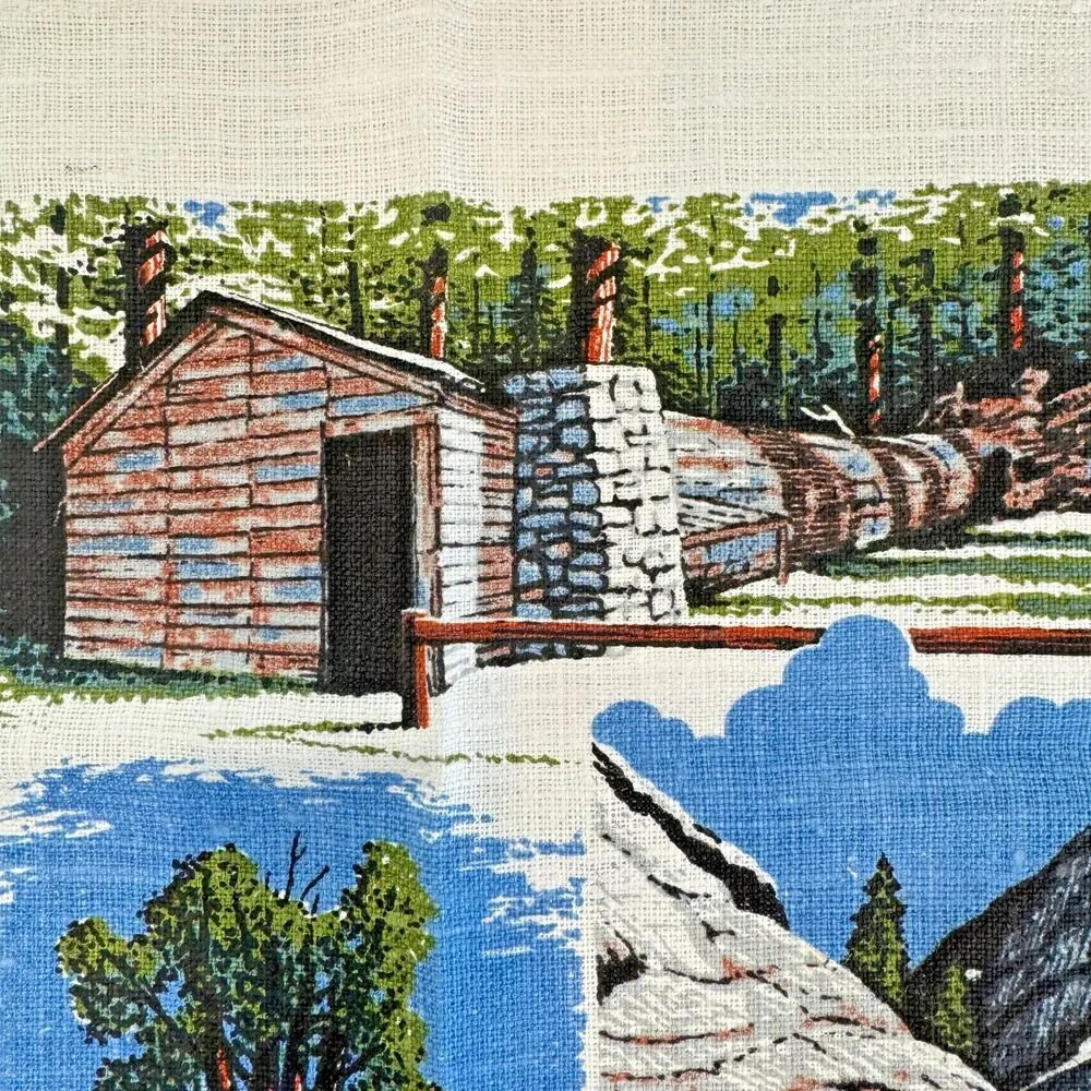 Vintage KayDee Linen‎ Tea Towel Sequoia Nat Park CA Handprint Vintage Souvenir